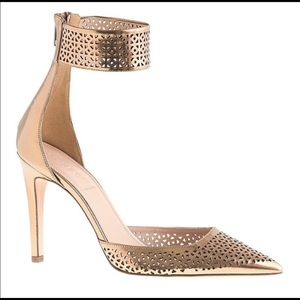 J. Crew Metallic Gold laser cut heels